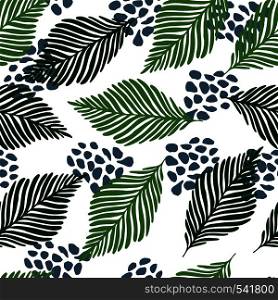 Abstract exotic jungle plants texture vector wallpaper. Modern contemporary art style vector illustration. Floral collage seamless pattern.. Abstract exotic jungle plants texture vector wallpaper.