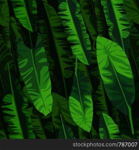 Abstract exotic plant seamless pattern. Banana leaf wallpaper. Tropical pattern, palm leaves seamless vector floral background.. Abstract exotic plant seamless pattern. Banana leaf wallpaper.