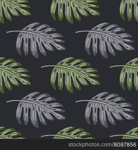 Abstract exotic plant seamless pattern. Botanical leaf wallpaper. Tropical pattern, palm leaves floral background. Design for fabric, textile print, wrapping, cover. Vector illustration. Abstract exotic plant seamless pattern. Botanical leaf wallpaper. Tropical pattern, palm leaves floral background.