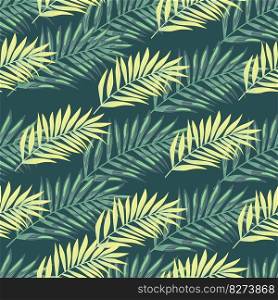 Abstract exotic plant seamless pattern. Tropical palm leaves pattern. Fern leaf wallpaper. Botanical texture. Floral background. Design for fabric, textile print, wrapping, cover. Vector illustration. Abstract exotic plant seamless pattern. Tropical palm leaves pattern. Fern leaf wallpaper. Botanical texture. Floral background.