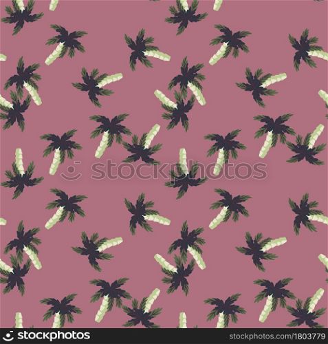 Abstract exotic seamless pattern with random palm tree shapes. Pale pink background. Decorative print. Designed for fabric design, textile print, wrapping, cover. Vector illustration.. Abstract exotic seamless pattern with random palm tree shapes. Pale pink background. Decorative print.