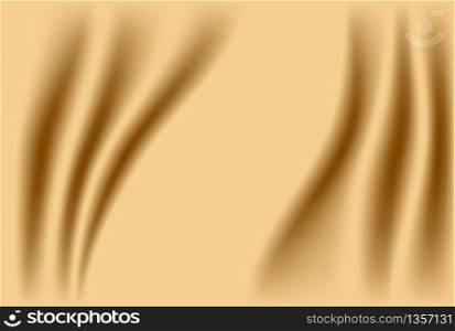 Abstract fabric background. Gold silk fabric and wave. Vector illustration
