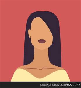 Abstract faceless portrait of a young Latin woman. Beauty and diversity. Vector illustration in flat style