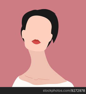 Abstract faceless portrait of a young woman. Vector illustration in flat style