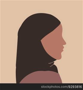 Abstract faceless woman in hijab. Muslim girl. Female art. Modern minimal style. Hand drawn vector illustration