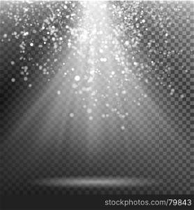 Abstract Falling Snow Vector. Winter Cold Weather. For Xmas Holiday Winter Decoration Design. Transparent Illustration. Falling Snow Background Isolated Vector. Realistic Snowflake Background. Winter Xmas Frost Effect. Transparent Illustration