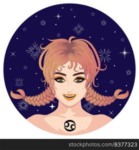 Abstract fantasy Cancer girl, zodiac sign avatar design.
