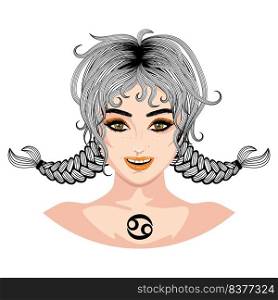 Abstract fantasy Cancer girl, zodiac sign avatar design.