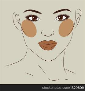 Abstract female face in simple line art style.