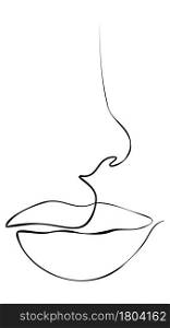 Abstract female lips in simple line art style.