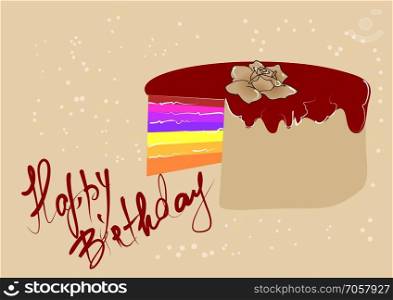 abstract festive cake  with rose and inscription 