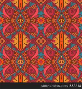 Abstract festive colorful ethnic tribal bohemian pattern Seamless nomadic geometric psychedelic colorful print. Ornamental doodle textile design. Tribal ethnic indian seamless vector design. Festive colorful psychedelic art pattern. Coloful tribal background
