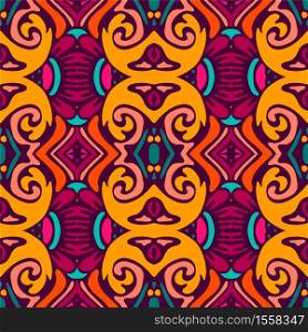 Abstract festive colorful ethnic tribal bohemian pattern Seamless nomadic geometric psychedelic colorful print. Ornamental doodle textile design. Abstract Doodle style seamless pattern ornamental vector.