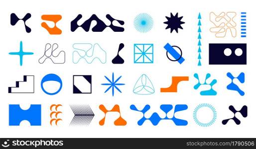 Abstract figure pattern. Geometric Bauhaus modern abstraction artwork. Brutalism collage banner. Isolated minimalistic symbols collection. Colorful silhouette shapes set. Vector contemporary design. Abstract figure pattern. Geometric Bauhaus abstraction artwork. Brutalism collage banner. Minimalistic symbols collection. Colorful silhouette shapes set. Vector contemporary design