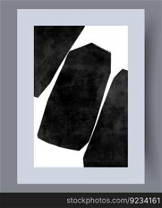 Abstract figures monochrome conceptualism wall art print. Contemporary decorative background with conceptualism. Wall artwork for interior design. Printable minimal abstract figures poster.. Abstract figures conceptualism wall art print