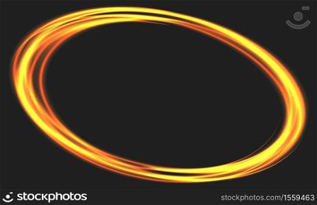 Abstract fire ring motion on black with blank space background vector illustration.