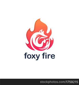 Abstract Fire Shape Combined with Fox Silhouette Logo Design. Vector Logo Illustration. Graphic Design Element.