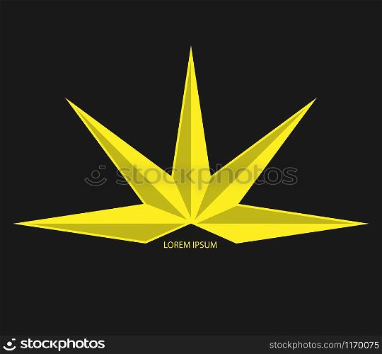 Abstract five-pointed star for logo, trademark emblem or sticker. Isolated on a black background.