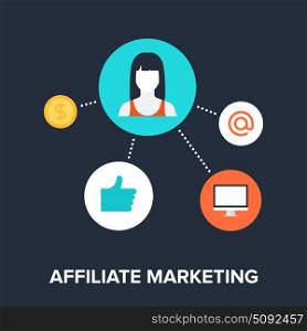 Abstract flat vector illustration of affiliate marketing concept. Elements for mobile and web applications.