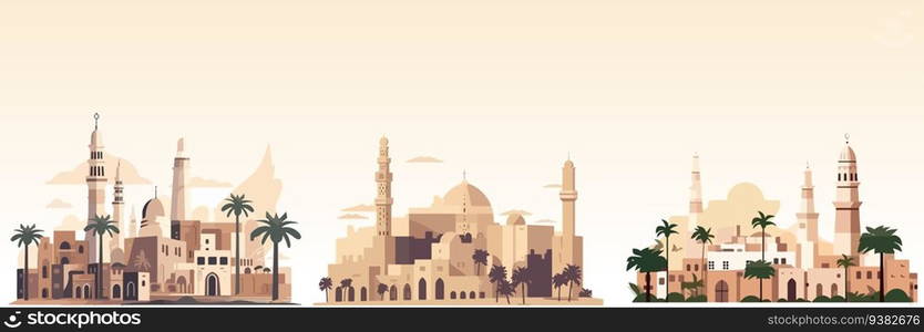 Abstract flat vector illustration of arabian city. Abstract flat vector illustration of arabian city.