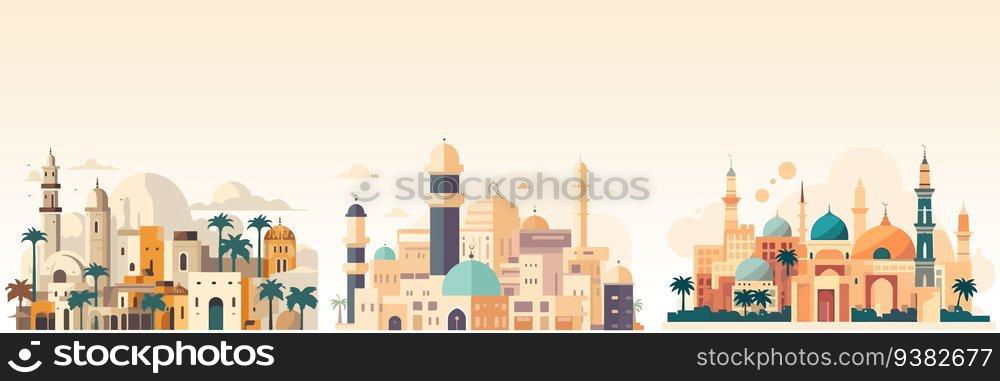 Abstract flat vector illustration of arabian city. Abstract flat vector illustration of arabian city.