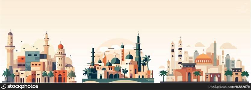 Abstract flat vector illustration of arabian city. Abstract flat vector illustration of arabian city.