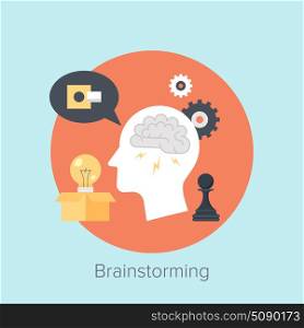Abstract flat vector illustration of brainstorming concepts. Design elements for mobile and web applications.