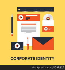 Abstract flat vector illustration of corporate identity development concept. Elements for mobile and web applications.