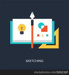 Abstract flat vector illustration of sketching concepts. Elements for mobile and web applications.