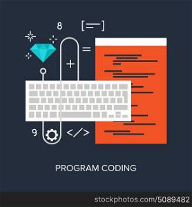 Abstract flat vector illustration of software coding and development concepts. Design elements for mobile and web applications.