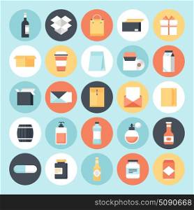 Abstract flat vector package icons. Design elements for mobile and web applications.