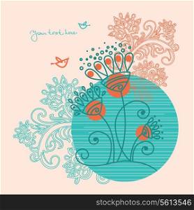 Abstract floral background with birds