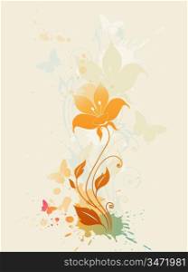 abstract floral background with blots and flowers