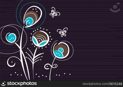 Abstract floral background with cartoon butterflies