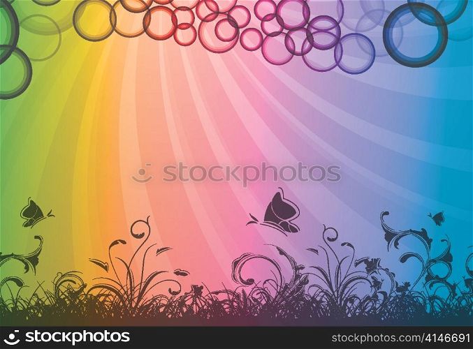 abstract floral background with rays vector illustration