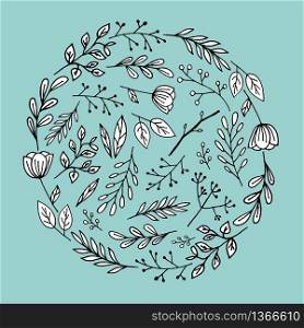 Abstract floral composition with geometric elements. Abstract floral composition with geometric elements vector