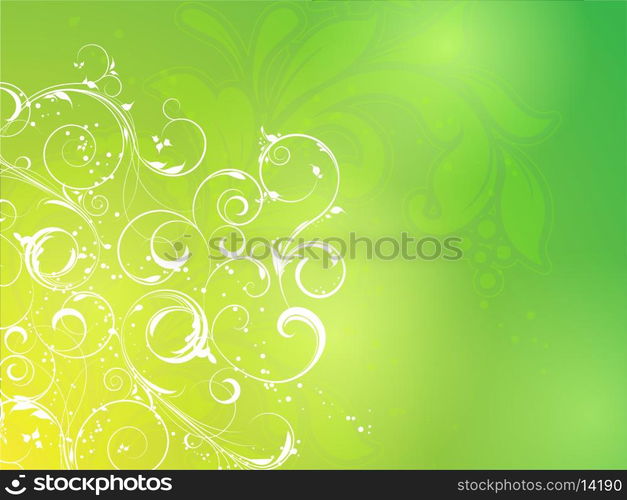 Abstract floral design on a bright green background