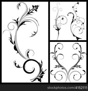 abstract floral elements for design with lots of leaves