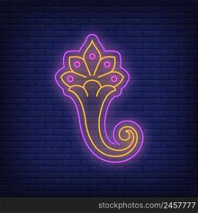 Abstract floral emblem neon sign. Floral decor, logo design. Night bright neon sign, colorful billboard, light banner. Vector illustration in neon style.