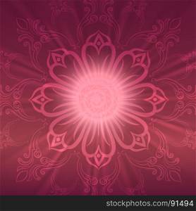 Abstract floral ethnic background. Abstract floral ethnic background in dark pink colors, vector illustration
