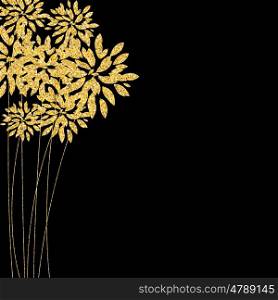 Abstract Floral Glossy Golden Background. Gold Flowers on Black. Vector Illustration EPS10. Abstract Floral Glossy Golden Background. Gold Flowers on Black.
