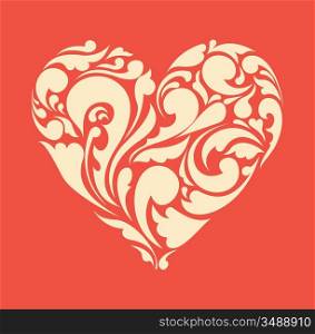 abstract floral heart. love concept. Retro poster