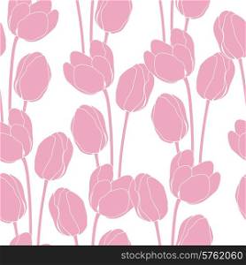 Abstract floral illustration with tulips on pink background.. Abstract floral illustration with tulips on pink background