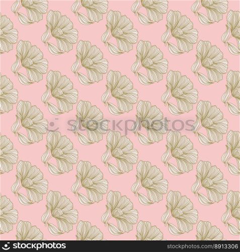 Abstract floral line seamless pattern in retro style. Delicate vintage outline flower endless background. Design for fabric, textile print, wrapping, cover. Vector illustration. Abstract floral line seamless pattern in retro style. Delicate vintage outline flower endless background.