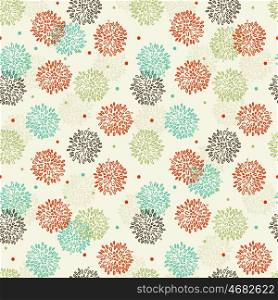 Abstract Floral Orange Green Blue And Brown Pattern