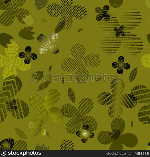 Abstract floral pattern in shades of green. Ideal for textiles, packaging, paper printing, simple backgrounds and textures.