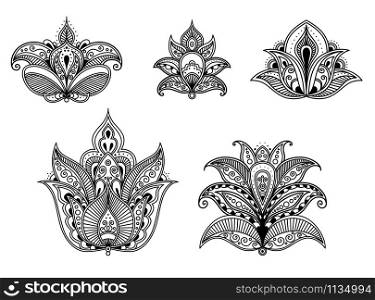Abstract floral patterns in retro style for design. Vector illustration. Abstract floral patterns