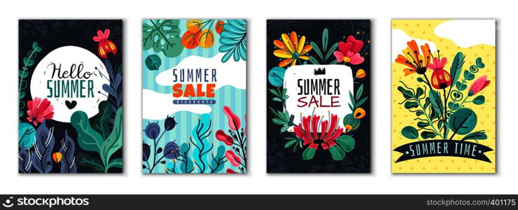 Abstract floral posters. Spring summer flower garden banner cover card invitation flyer brochure flowers herbal wallpaper, vector template. Abstract floral posters. Spring summer flower garden banner cover card invitation flyer brochure flowers wallpaper, vector template