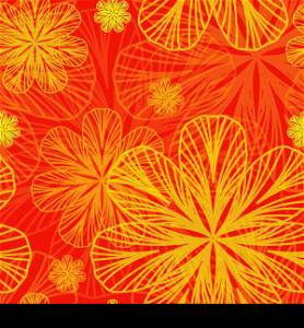 Abstract floral seamless background in autumnal colors. EPS10 vector illustration.