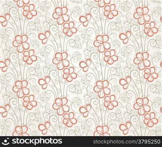 Abstract floral seamless background in light grey tones